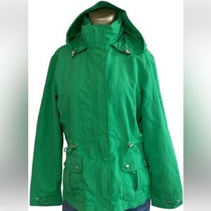 LANDS END sM(10-12) Kelly green jacket-hood-drawstring waist-looks NEW-gorgeous!